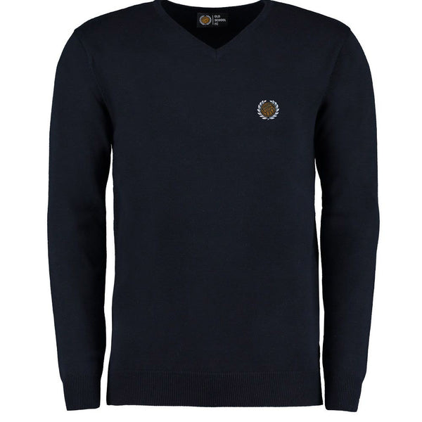 V-Neck Navy Jumper with Logo