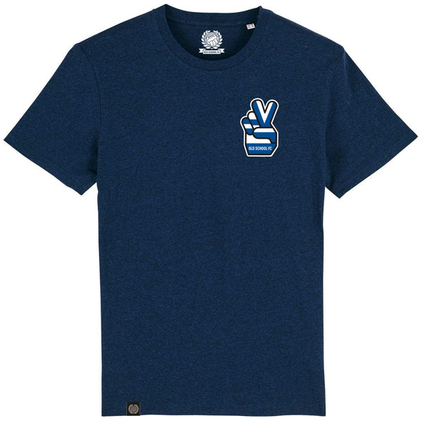 V-Sign T-Shirt - black heather blue - blue & white